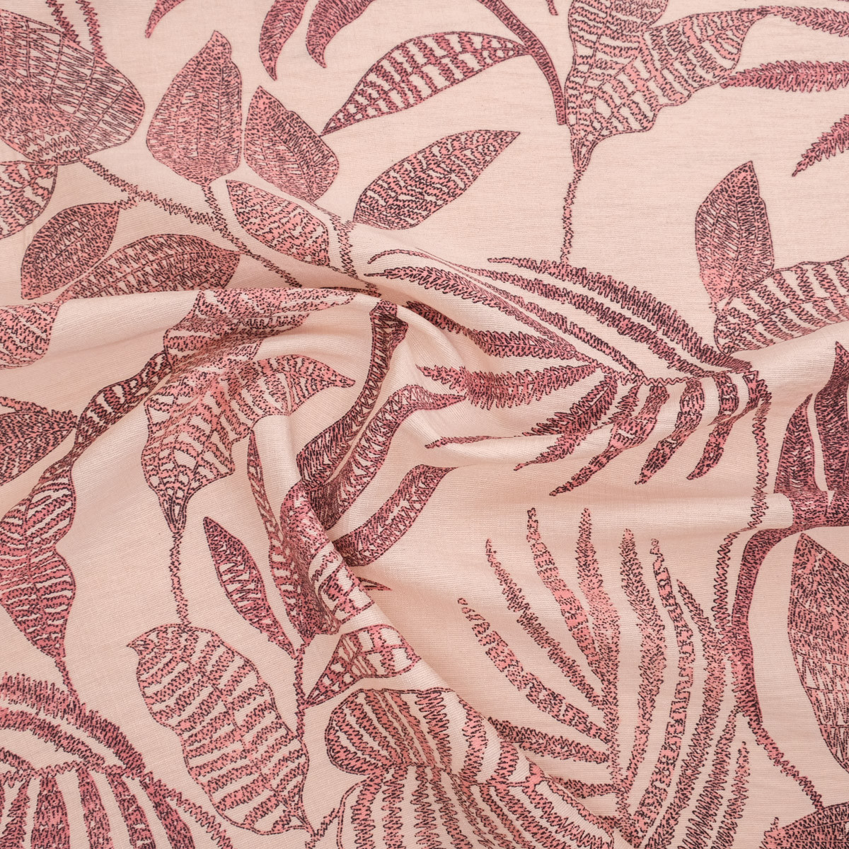 Blended Viscose, "Marie Rose" Print, Ecru Rosé - Maison Klem